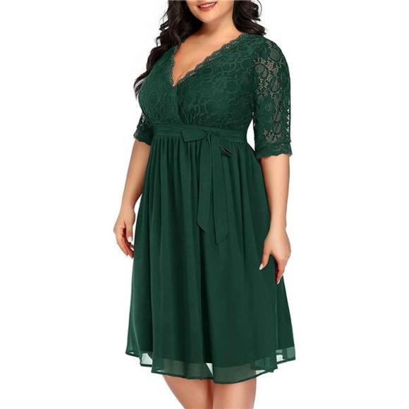 slim fit dress slacks Wholesale A-Line Lace Chiffon Evening Dresses Plus Size main image 1